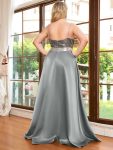 High Low Sleeveless Plus Size Dresses With Sequin for Evening – Grey