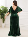 Vintage Plus Size Velvet Maxi Evening Dress – Dark Green