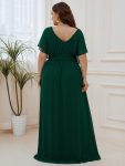 Plus Size Empire Waist Chiffon Formal Maxi Evening Dress – Dark Green