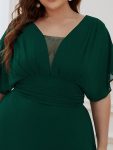 Plus Size Empire Waist Chiffon Formal Maxi Evening Dress – Dark Green