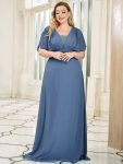 Plus Size Empire Waist Chiffon Formal Maxi Evening Dress – Dusty Navy