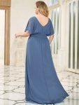 Plus Size Empire Waist Chiffon Formal Maxi Evening Dress – Dusty Navy