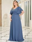 Plus Size Empire Waist Chiffon Formal Maxi Evening Dress – Dusty Navy