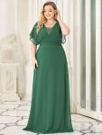 Plus Size Empire Waist Chiffon Formal Maxi Evening Dress - Green Bean