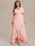 Plus Size Elegant Lotus Sleeves Chiffon Bridesmaid Dress – Pink