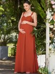 Empire Waist Floral Lace Chiffon Maternity Dress – Burnt Orange