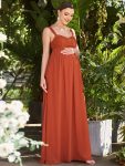 Empire Waist Floral Lace Chiffon Maternity Dress – Burnt Orange