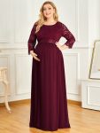 Plus Size Long Lace Sleeve Maternity Formal Dresses – Burgundy