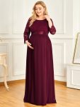 Plus Size Long Lace Sleeve Maternity Formal Dresses – Burgundy