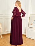 Plus Size Long Lace Sleeve Maternity Formal Dresses – Burgundy