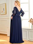 Plus Size Long Lace Sleeve Maternity Formal Dresses – Navy Blue