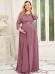 Plus Size Long Lace Sleeve Maternity Formal Dresses – Purple Orchid