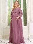 Plus Size Long Lace Sleeve Maternity Formal Dresses – Purple Orchid