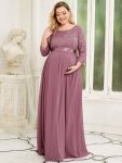 Plus Size Long Lace Sleeve Maternity Formal Dresses – Purple Orchid