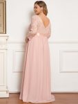 Plus Size Long Lace Sleeve Maternity Formal Dresses – Pink