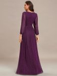 Glittery Empire Waist Long Lantern Sleeves A-Line Evening Dress – Purple Wisteria