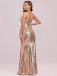 Sexy Sequin Backless Fishtail Evening Gowns for Women – Rose Gold