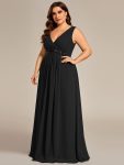 Plus Size Floral Applique Sleeveless Chiffon Formal Evening Dress – Black