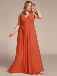 Plus Size Floral Applique Sleeveless Chiffon Formal Evening Dress – Burnt Orange