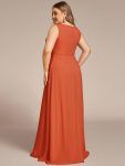 Floral Applique Sleeveless Chiffon Long Formal Evening Dress – Burnt Orange