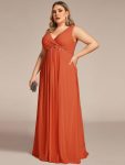 Plus Size Floral Applique Sleeveless Chiffon Formal Evening Dress – Burnt Orange