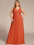 Floral Applique Sleeveless Chiffon Long Formal Evening Dress – Burnt Orange