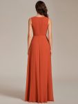 Floral Applique Sleeveless Chiffon Long Formal Evening Dress – Burnt Orange