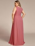 Floral Applique Sleeveless Chiffon Long Formal Evening Dress – Cameo Brown