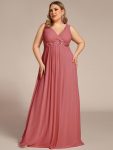 Plus Size Floral Applique Sleeveless Chiffon Formal Evening Dress – Cameo Brown