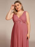 Plus Size Floral Applique Sleeveless Chiffon Formal Evening Dress – Cameo Brown