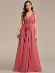 Floral Applique Sleeveless Chiffon Long Formal Evening Dress – Cameo Brown