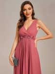 Floral Applique Sleeveless Chiffon Long Formal Evening Dress – Cameo Brown