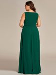 Floral Applique Sleeveless Chiffon Long Formal Evening Dress – Dark Green