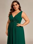 Floral Applique Sleeveless Chiffon Long Formal Evening Dress – Dark Green