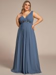 Plus Size Floral Applique Sleeveless Chiffon Formal Evening Dress – Dusty Navy