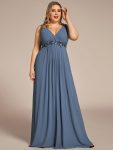 Plus Size Floral Applique Sleeveless Chiffon Formal Evening Dress – Dusty Navy