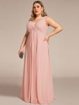 Plus Size Floral Applique Sleeveless Chiffon Formal Evening Dress – Pink