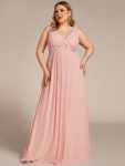 Plus Size Floral Applique Sleeveless Chiffon Formal Evening Dress - Pink