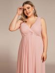 Plus Size Floral Applique Sleeveless Chiffon Formal Evening Dress – Pink