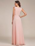 Floral Applique Sleeveless Chiffon Long Formal Evening Dress – Pink