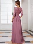 Elegant Round Neckline Long Sleeves Sequin Evening Dress – Purple Orchid