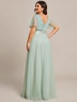 Women’s Floor-Length Plus Size Formal Bridesmaid Dress with Short Sleeve – Mint Green