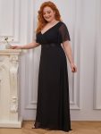 Custom Size Flutter Sleeves Chiffon Empire Waist Bridesmaid Dress – Black