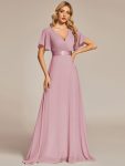 Custom Size Flutter Sleeves Chiffon Empire Waist Bridesmaid Dress - Dusty Rose