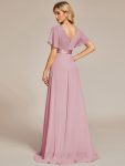 Custom Size Flutter Sleeves Chiffon Empire Waist Bridesmaid Dress – Dusty Rose