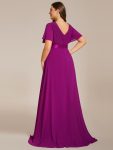 Plus Size Simple Empire Waist Flutter Sleeve Evening Dress – Fuchsia