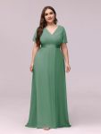 Custom Size Flutter Sleeves Chiffon Empire Waist Bridesmaid Dress – Green Bean