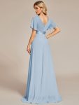 Custom Size Flutter Sleeves Chiffon Empire Waist Bridesmaid Dress – Ice Blue