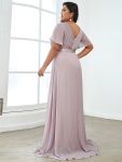 Custom Size Flutter Sleeves Chiffon Empire Waist Bridesmaid Dress – Lilac