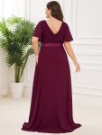 Long Chiffon Empire Waist Bridesmaid Dress with Short Flutter Sleeves – Mulberry